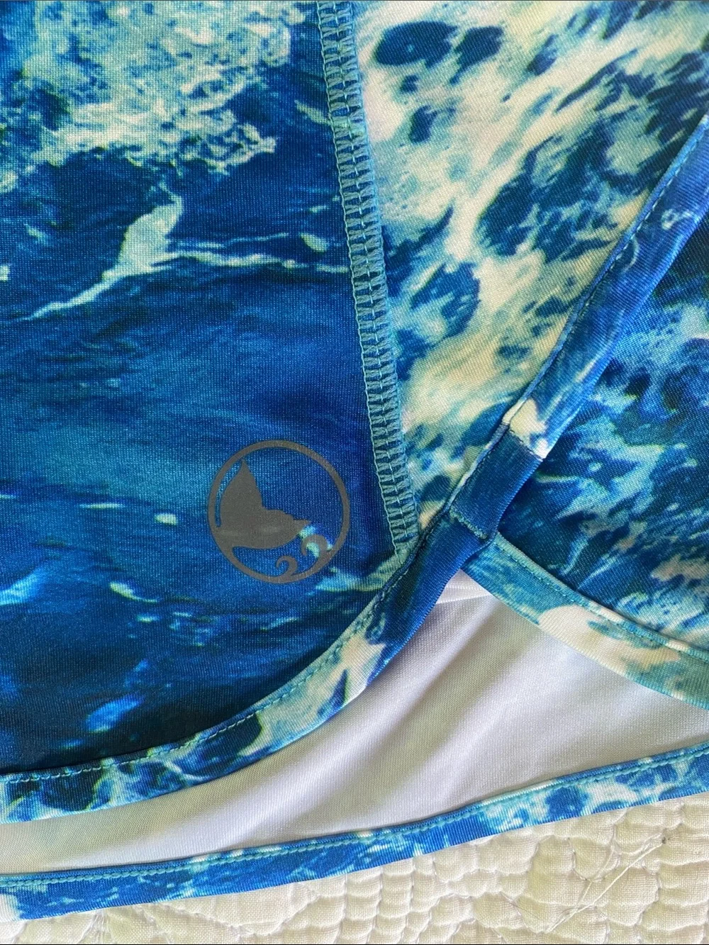 Reel Legends Girls Blue White Ocean Print Swim Skort